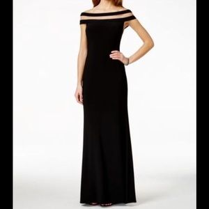 Betsy & Adam Off-The-Shoulder Illusion Gown - US 4